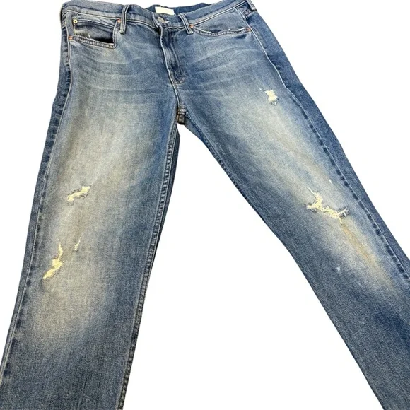 MOTHER Denim The Flirt Fray Midrise Medium Wash Jeans Size 29 - Picture 4 of 7